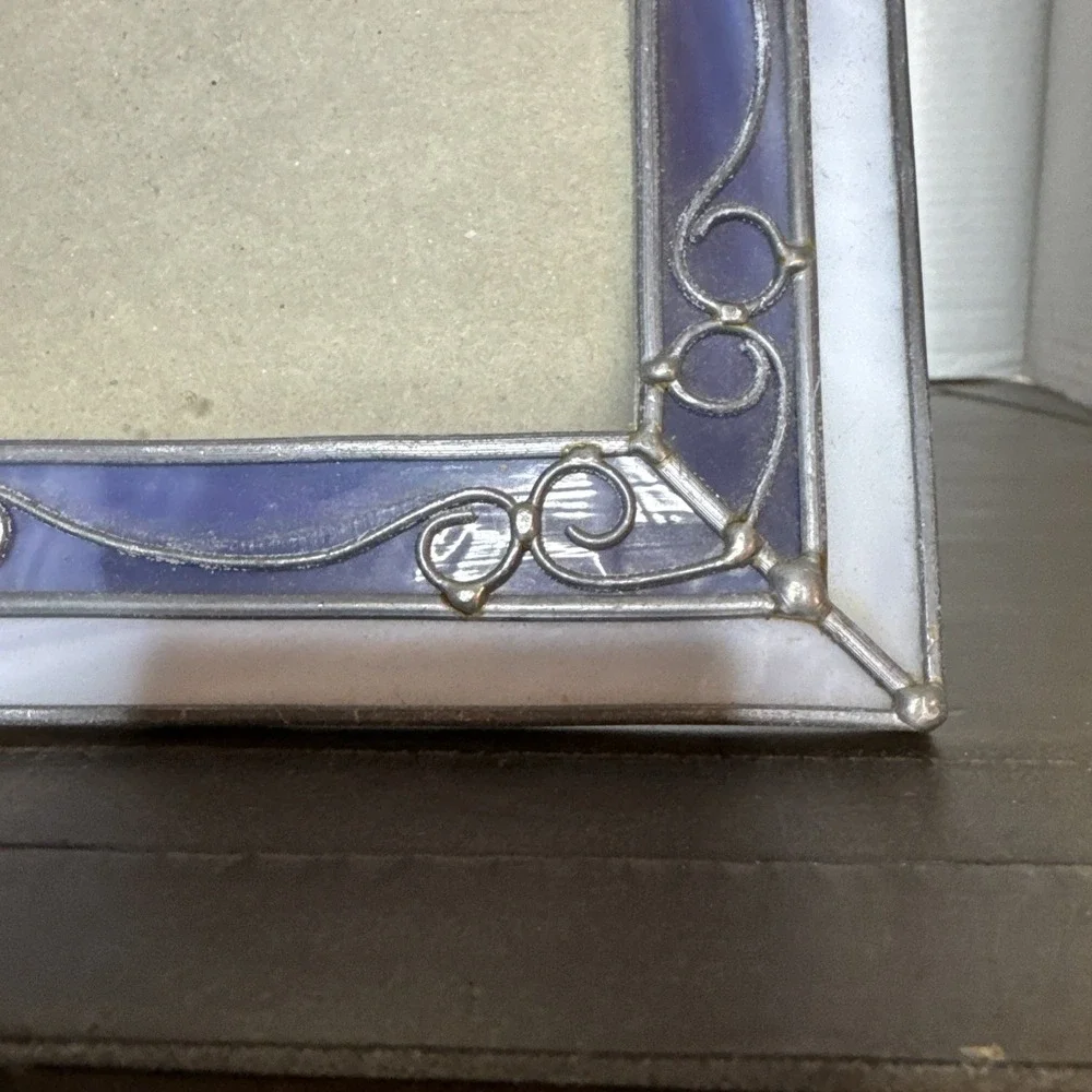 Vintage Stained Glass Picture Frame Purple 3.5